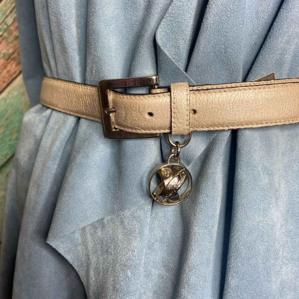 Vintage By Paloma Picasso Metallic Silver Made In Italy Silver Hardware Belt